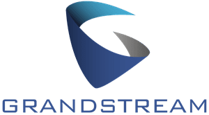 Logo de Grandstream avec des lettres bleues sur un fond transparent, représentant la marque spécialisée en solutions de communication IP et réseaux.